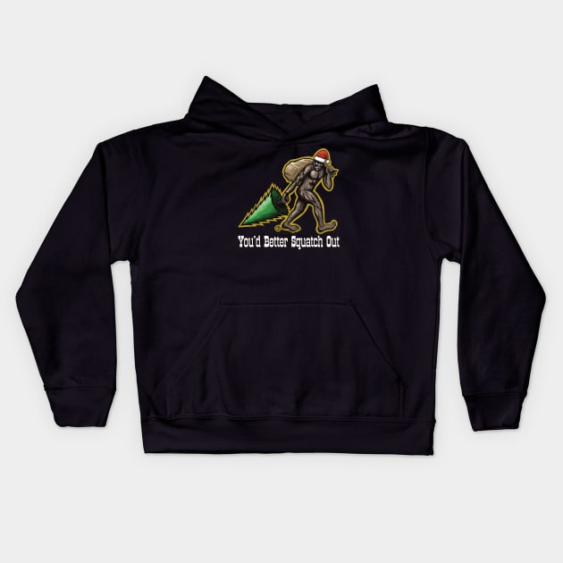 Bigfoot Santa Kids Hoodie by Art from the Blue Room